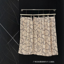 高品质~H家正确原2026新款韩系气质链条满印高腰垂感阔腿裤长裤