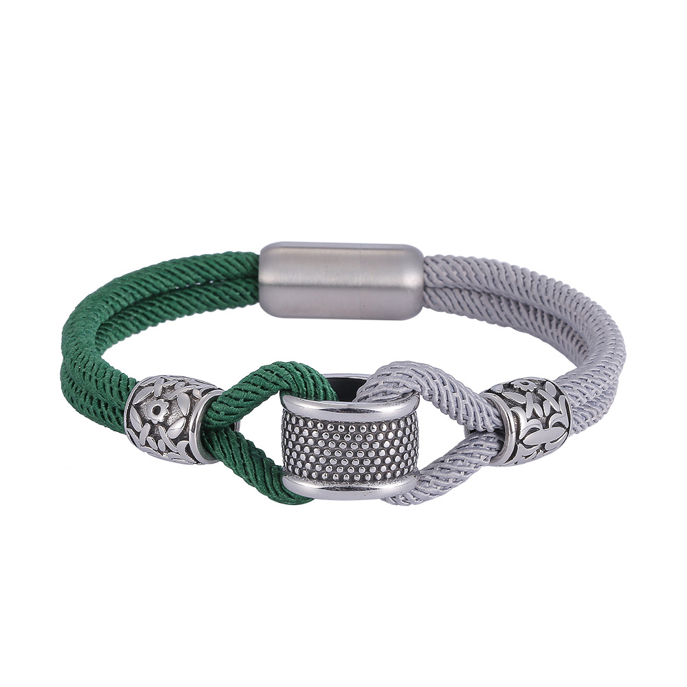 45g Weight 304 Stainless Steel Pendant Material Bracelets Classification Milan Rope Chain Material Cord String Chain Type Street Occasion 304 Stainless Steel, rope Material Color Block Pattern All Seasons Season Men's Gender Plating Design Streetwear Style Streetwear Color Block 304 Stainless Steel Rope Plating Men's Bracelets Men Cord & Leather Bracelets 8