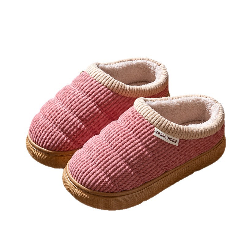 Pantoufles en coton pour femmes, chaussures de confinement d'hiver avec talons, nouvelle maison d'intérieur pour couple, chaussures chaudes en coton en peluche, automne et hiver 2026