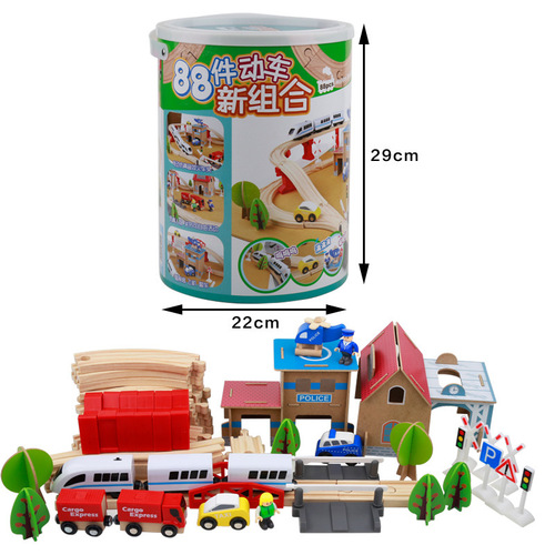 Wholesale wooden TMS88pc electric train track set educational wooden toys puzzle wooden track