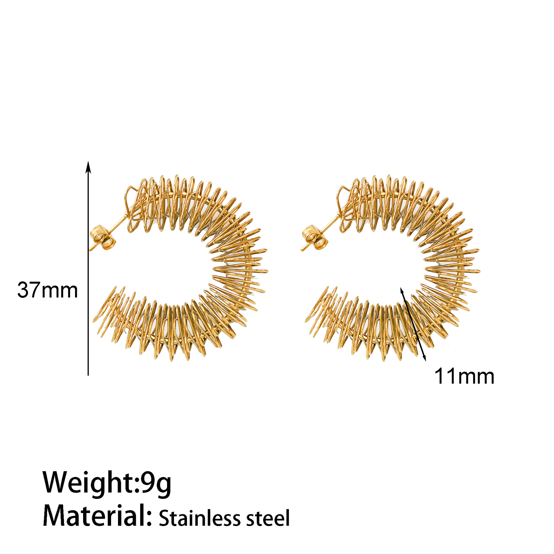 12g Weight Titanium Steel Ear Needle Material 18K Gold Plated Plating Material Ear Studs Classification 1 Pair Quantity Holiday, Daily Occasion Titanium Steel Material C Shape Pattern Women's Gender Exaggerated, Simple Style Style 1 Pair Exaggerated Simple Style C Shape Titanium Steel 18K Gold Plated Ear Studs 4