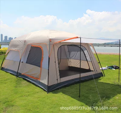Avtomobil dam çadırları – wholesale outdoor canopy tent two - khaki-large-size-8-12-people-430305200