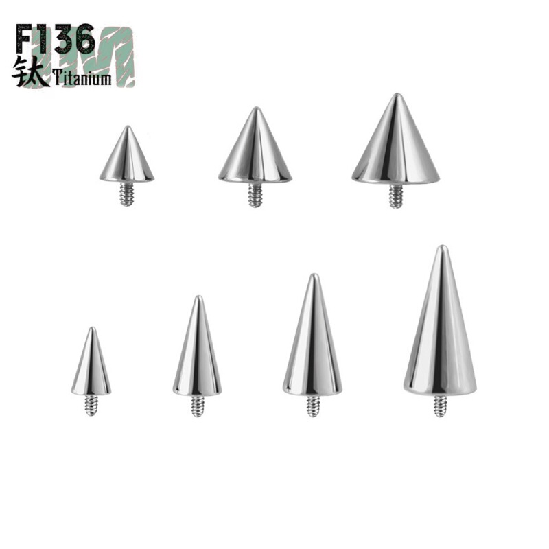 F136 Titanium Alloy External Tooth Tip Cone External Thread Devil Nail G23 Lip Nail Piercing Jewelry Replacement Tip Cone Accessories