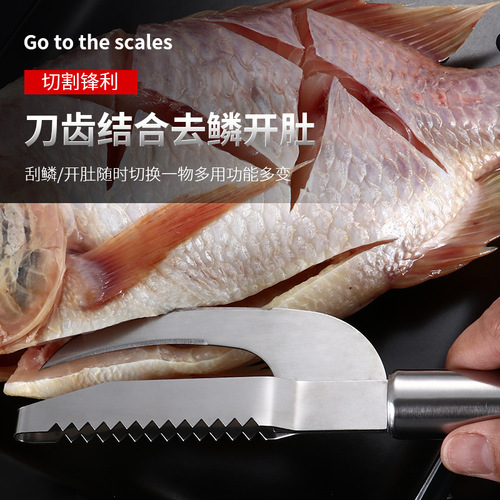Fish scale removal, gill removal, belly breaking, three-purpose fish scale scraping, stainless steel kitchen supplies, fish scale knife, fish killing tool accessories