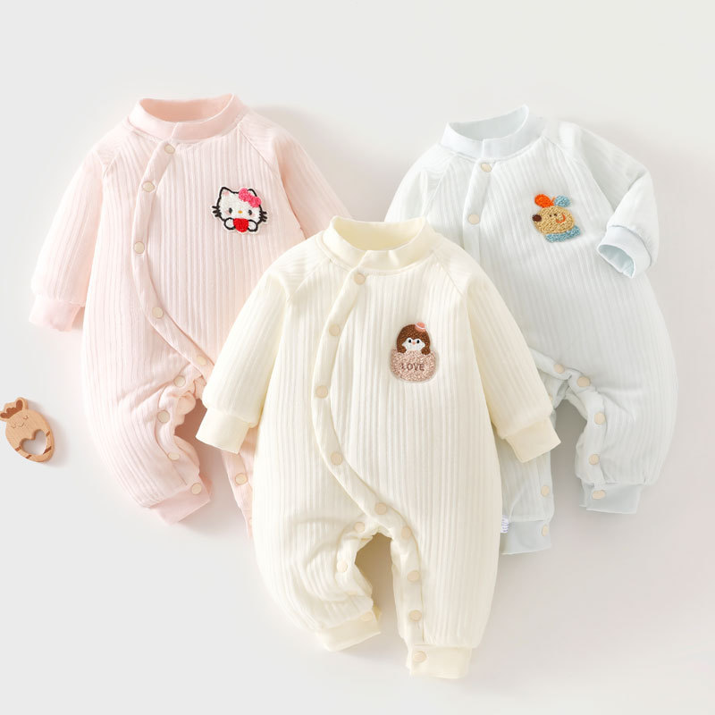 [High-End] Winter Baby One-Piece Cotton-Padded Jacket with Quilted Thickeneded 150g Newborn Cotton-Padded Jacket with Partial Buckle Baby Cotton-Padded Jacket