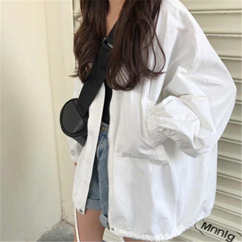 White Outwear Baseball Uniform for Women Spring & Fall 2025 New Loose Korean Style Student Harajuku Bf Style Long-Sleeved Top Trendy