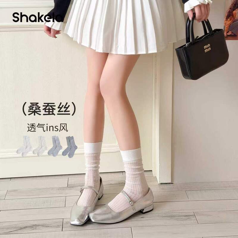Miu-style ballet solid color stacked socks, seamless casual solid color cotton socks for women, silk thin socks for spring and summer Miu-style ballet solid color stacked socks, seamless casual solid color cotton socks for women, silk thin socks for spring and summer