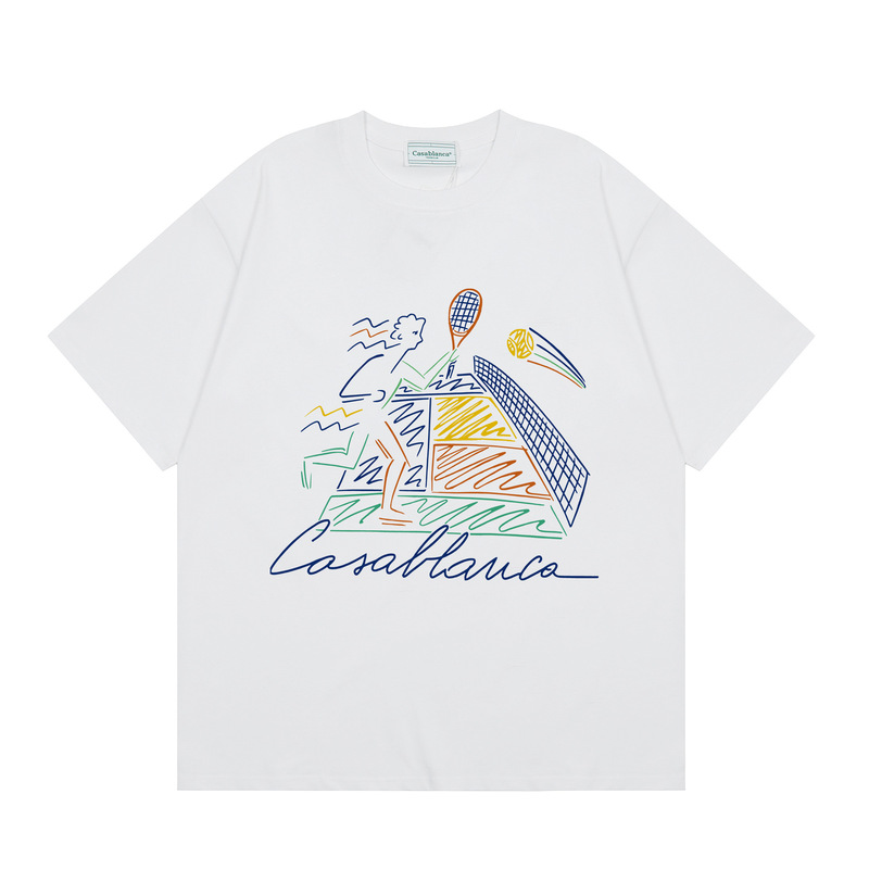 クロスボーダーカサブランカ夏新作カサドリームゲートプリント男女兼用ルーズ半袖Tシャツ純綿|undefined