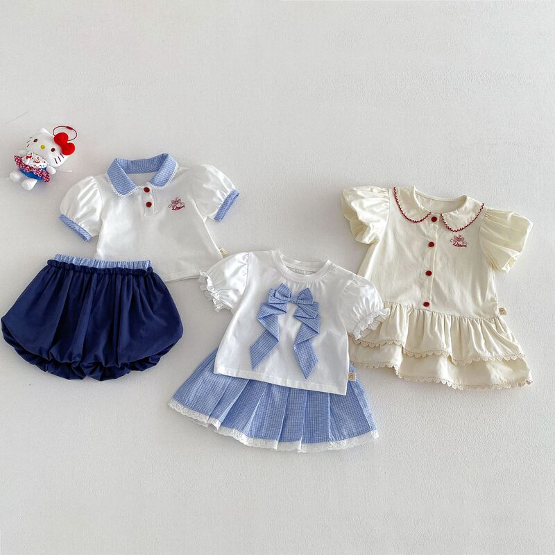 Girls' Bow-Knot Shirt Dress 2026 New Summer Baby Doll Collar Korean Style Dress Children's Stylish Dress Girls' Bow-Knot Shirt Dress 2026 New Summer Baby Doll Collar Korean Style Dress Children's Stylish Dress