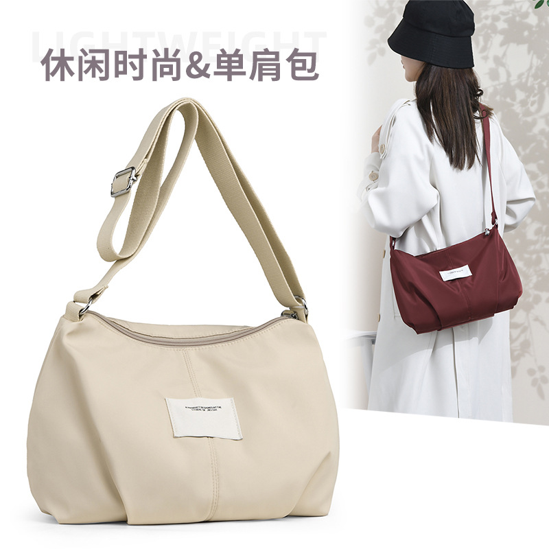 捷朗仕手袋工厂2025新款褶皱纹斜跨女包多隔层休闲单肩包跨境出口