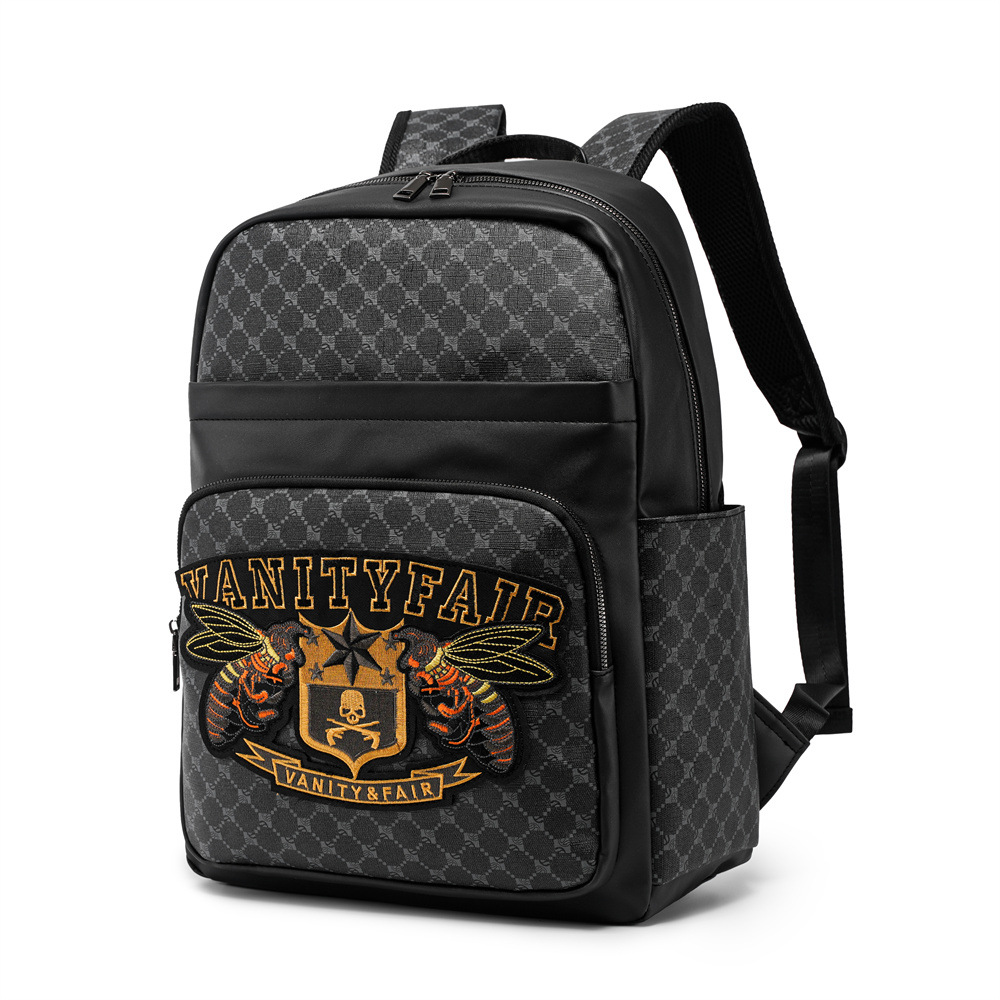 Sac à dos pour ordinateur portable pour homme avec broderie originale - Sac de travail antivol de grande capacité et résistant à l'eau, sac d'ordinateur durable de 15 pouces, style de voyage unisexe 2025_voghion.com