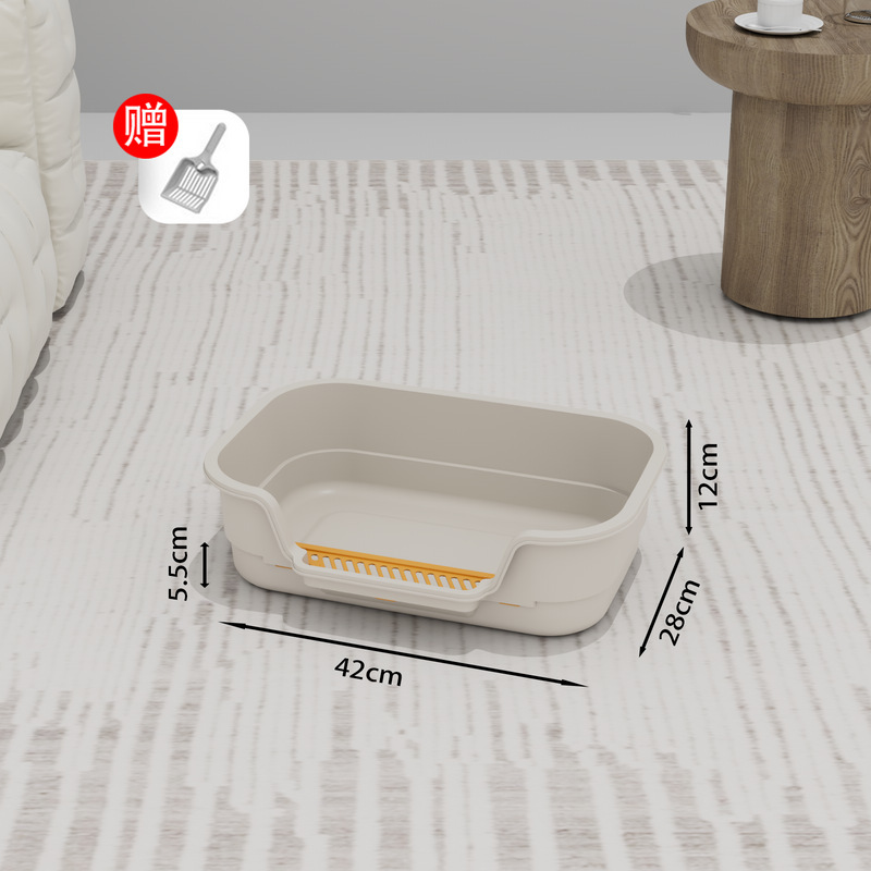 瓜洲牧猫砂盆の特大サイズの外はね防止猫トイレの開放式の巨大なボス猫のしこり|undefined