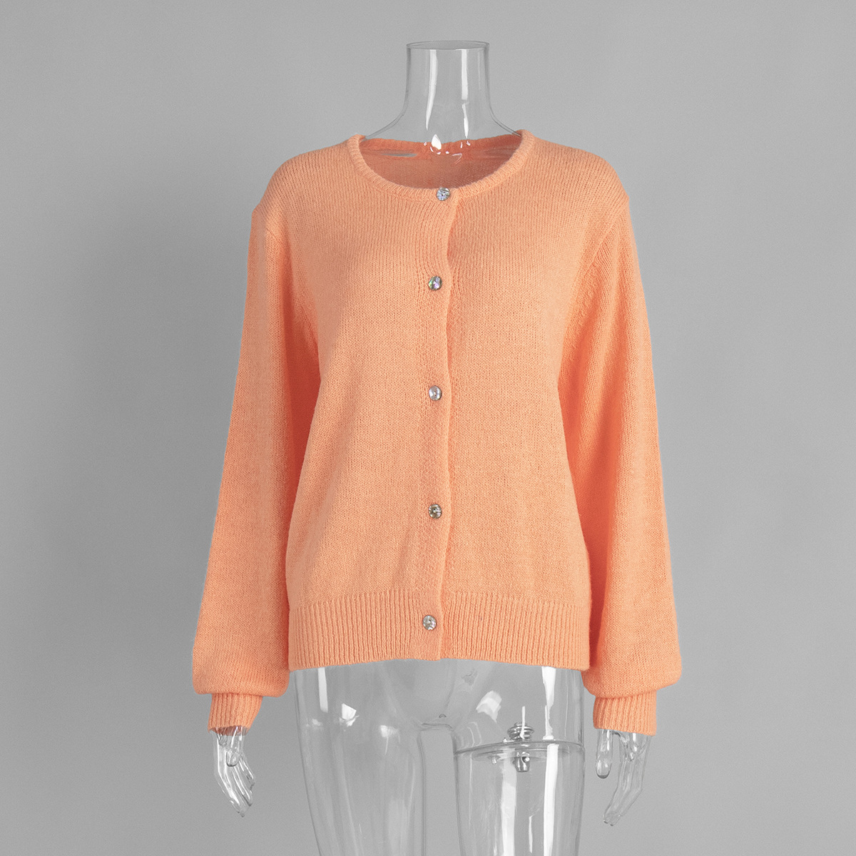 Cardigan de punto de color caramelo mujeres Europa y los Estados Unidos otoño y invierno 2025 cabello de cabello