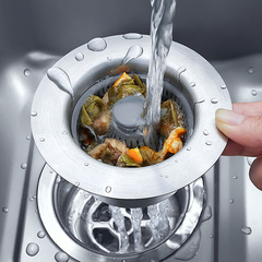 廚房水槽過濾網水池通用垃圾下水管道防堵防臭不鏽鋼按壓式彈跳芯