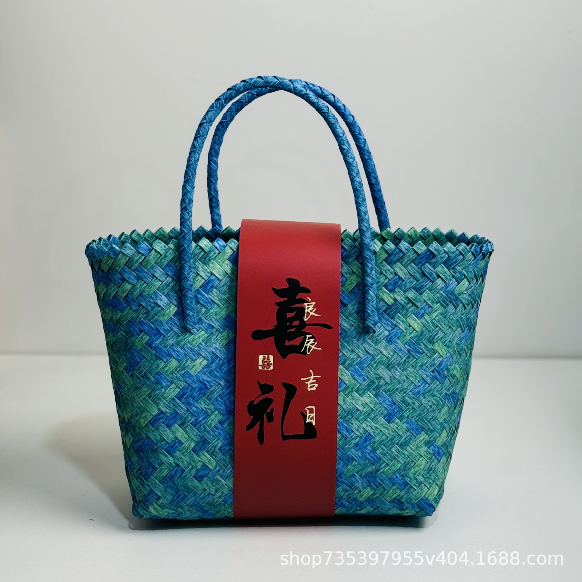 Cestas de nuevo estilo chino de Año Nuevo Reunión anual de reubicación de regalo de aniversario de reubicación de regalo canasta tejida a mano