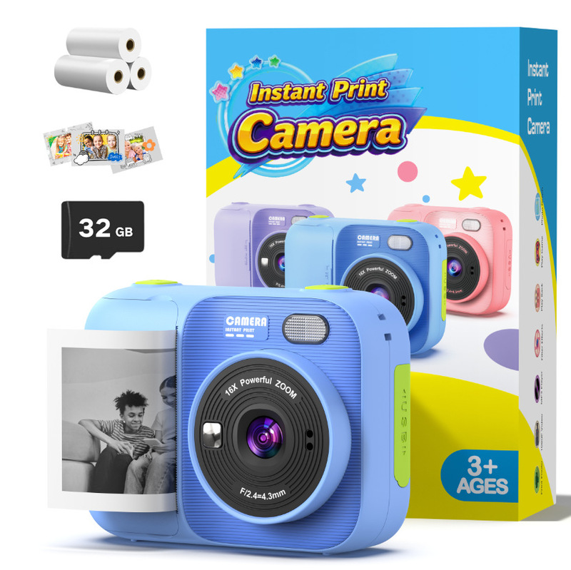 Children's Color Instant Print Camera, Cross-Border Mini Digital Camera, Convenient Photo-Taking Toy Gift for Students