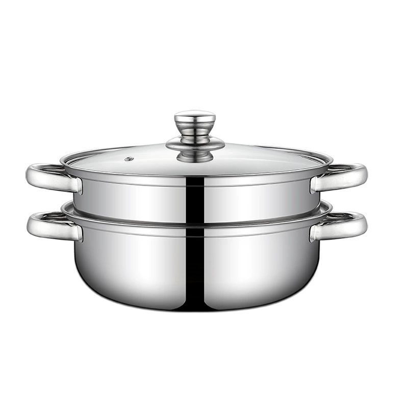 Steamer stainless steel pot thickened 28CM steaming soup pot double ear factory direct supply double layer multi-purpose combination welfare gift pot