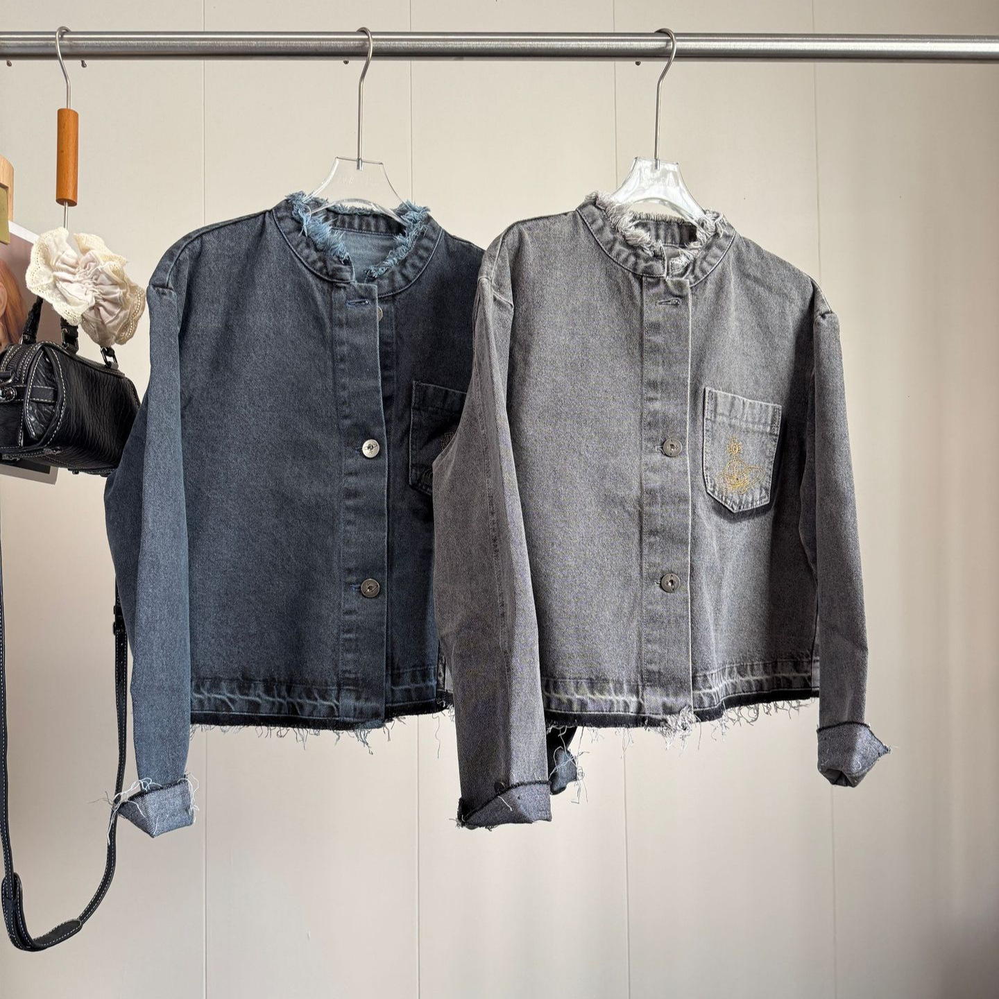 Xishi Autumn New Arrival Saturn Pocket Embroidery Loose Fit Women's Long-Sleeved Denim Shirt Jacket