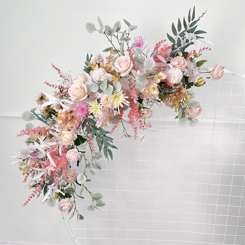 El comercio exterior de la boda flor artificial piso de la boda flor de seda apoyos de la flor de eucalipto flor artificial fila accesorios de la boda floral