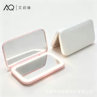 亚马逊led化妆镜子带灯充电款5倍放大随身便携手持折叠礼品镜批发