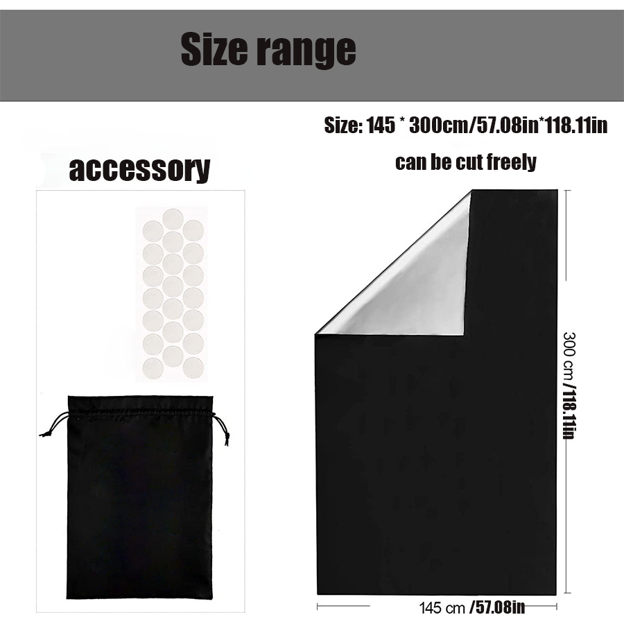 Portable Travel Curtain 420D Oxford Cloth Full Shading Cloth Cuttable Punch-free Curtain Shade