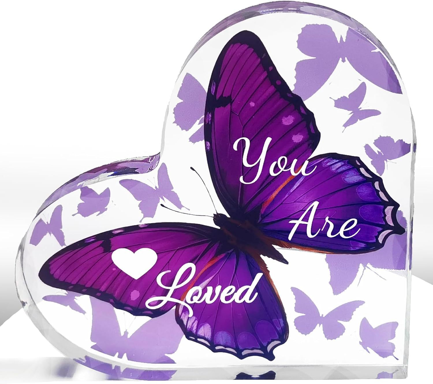 Ewong 亚克力心形礼物蝴蝶办公桌装饰励志雕刻纪念品朋友装饰餐桌