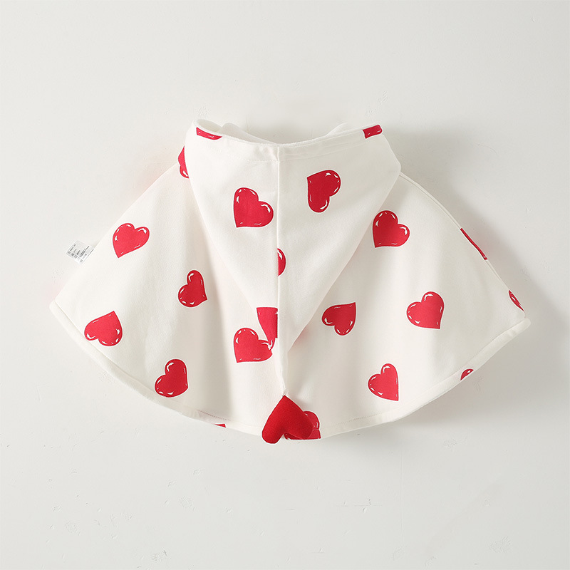 Baby's first coat New Year's dress with hood for autumn and winter, cute style with hood, thick and warm windproof cape for outdoor wear