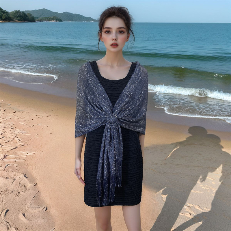 네이비 블루 실버 리본 버클