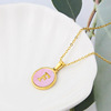 Brand fuchsia golden necklace stainless steel with letters, pendant, suitable for import, simple and elegant design, English