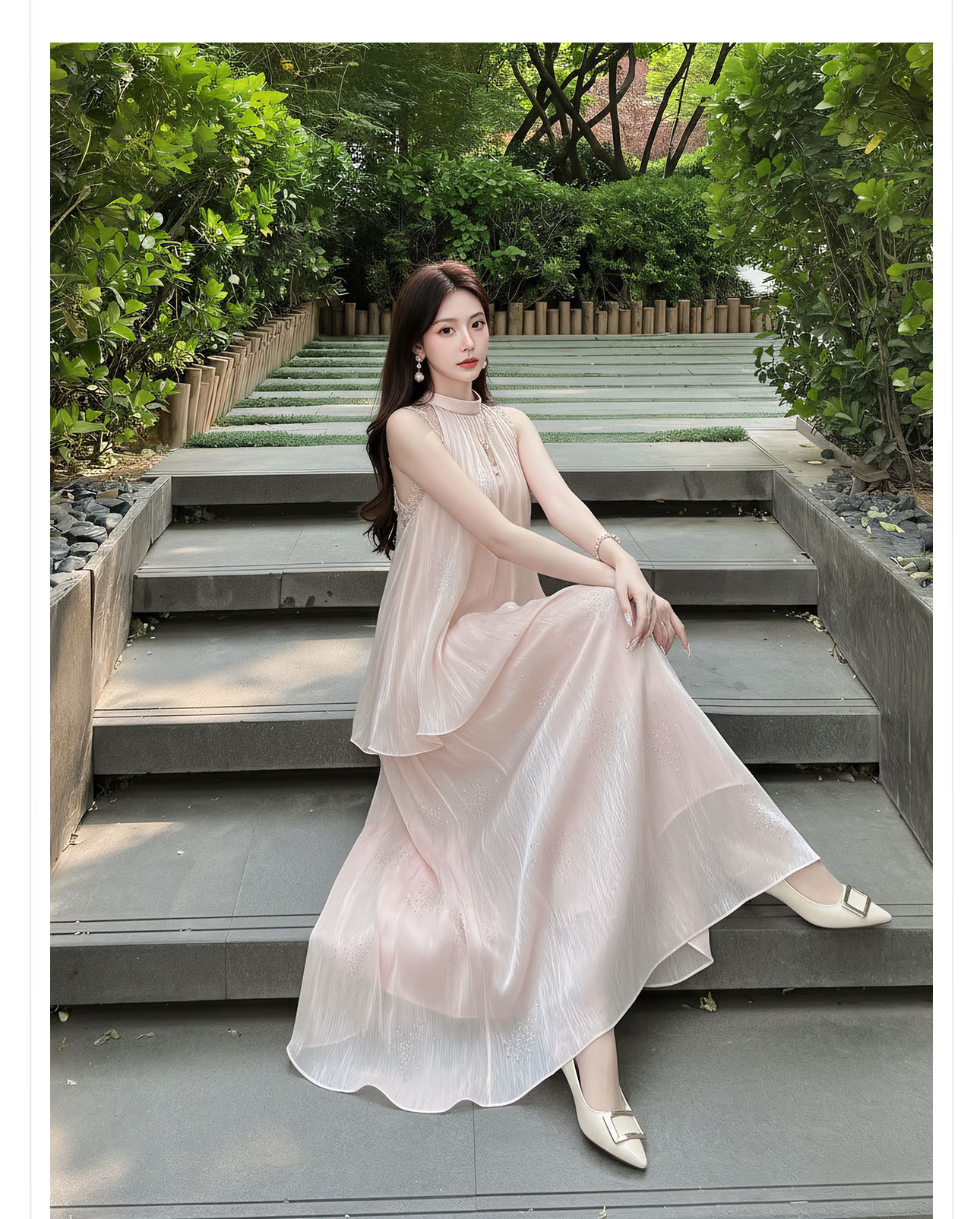 Bộ áo ren hoa + chân váy đính đá hai mảnh phong cách tân cổ điển — Trang chủ, bộ đồ, nửa váy chi tiết 2