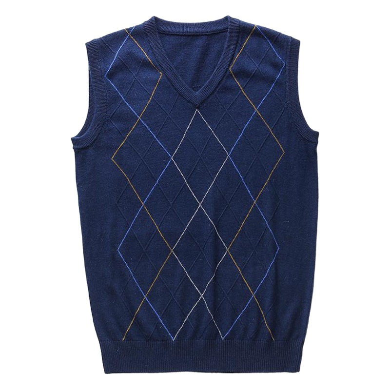 Otoño e invierno chaleco de lana de los hombres de mediana edad con cuello en V más el suéter de tamaño Chaleco de punto de mediana edad y ancianos chaleco de lana suéter sin mangas