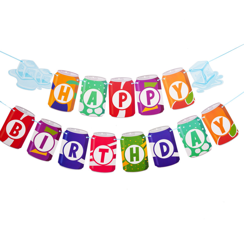 国境を越えた新しいコーラボトルハッピーバースデーフラグHAPPY BIRTHDAY新しいパーティーバナー装飾用品|undefined