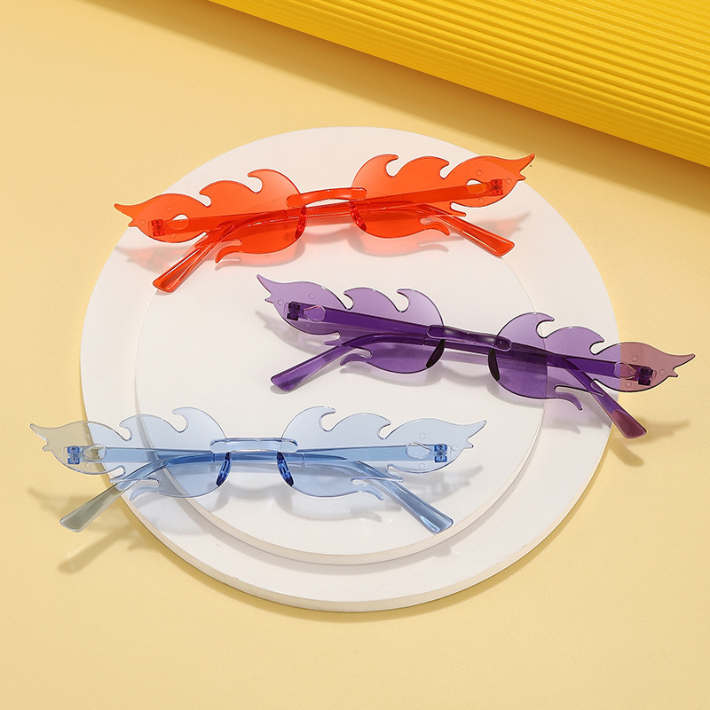 114 Flame Sunglasses Frameless Stylish Colorful Dance Sunglasses Candy Color One-piece Mirror
