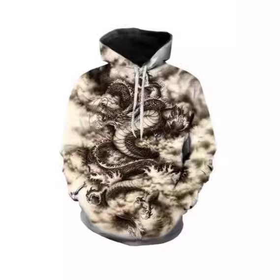 3D Chinese Dragon Print Dress for Men and Women, Large Informal Jersey, Popular Street Clothing