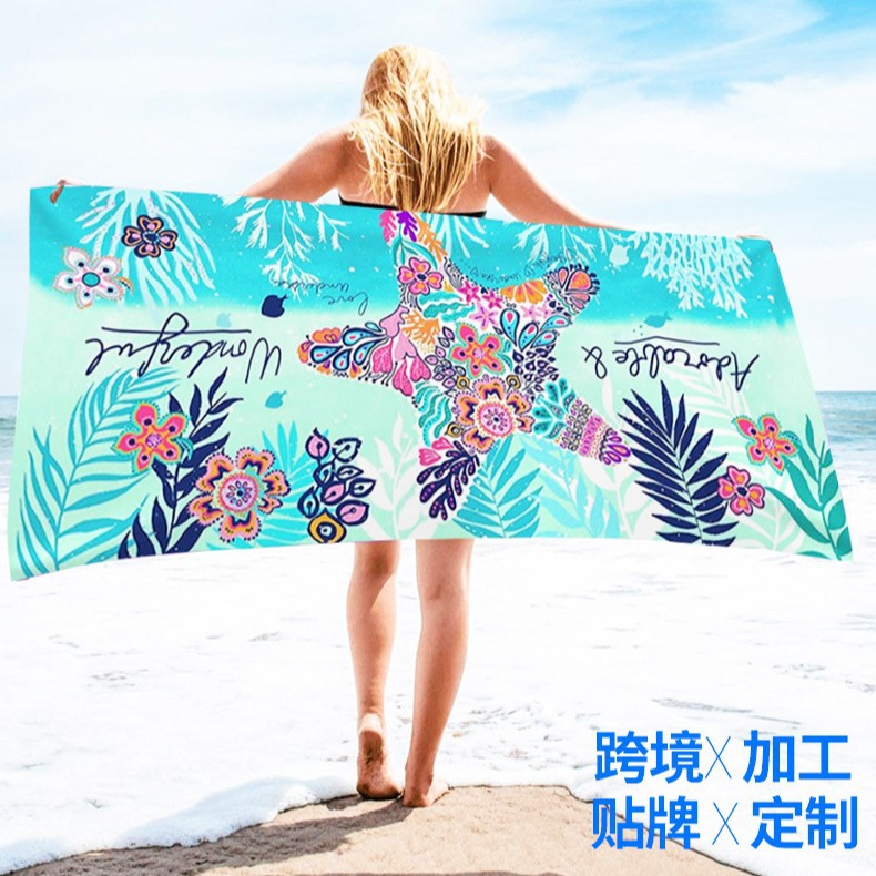 Amazon TK absorción impresión de agua toalla de playa toalla de baño de playa toalla de lana doble secado rápido microfibra al por mayor