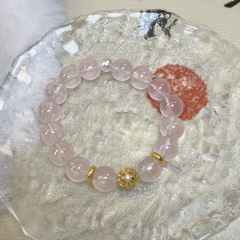 原创设计仿西柚浅粉水晶手串女手链女轻奢高级感粉阿赛水晶手串女|undefined