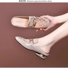 網紗半拉女2025春夏の新型包頭半スリッパ女性の外着中と太さとサンダル女性