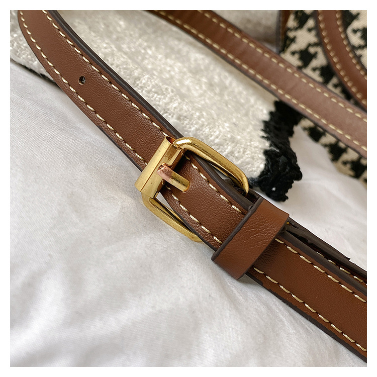 2023 Frühjahr neue Live-Übertragung Satteltasche karierte Umhängetasche Textur Hahnentritt einzelne Schulter Umhängetasche Damentasche_voghion.com