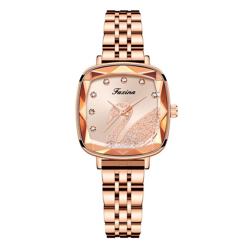 075 rose gold shell champagne face single watch