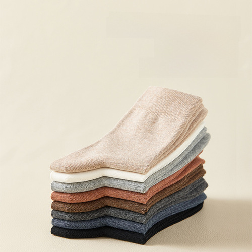 Zhuji Cotton Socks Spring and Autumn Mid-Calf Men's Socks Autumn Sweat Absorbent Socks for Men with Antibacterial and Deodorant Function Men's Cotton Socks