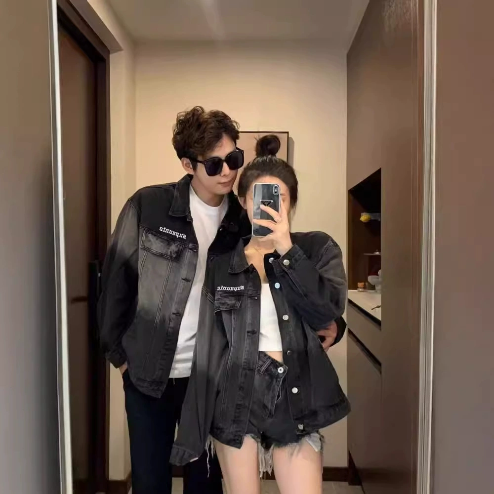 Американский джинсовый пиджак для мужчин высокого уровня чувство пиджак для пар, свободный, красивый, весна и осень, 2024 ретро-гонконгский ветер и прилив