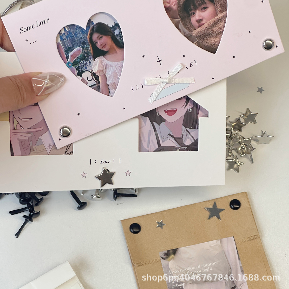 Hand account INS card fixed two-foot nail DIY round rotating fixed nail accessories card packaging small accessories