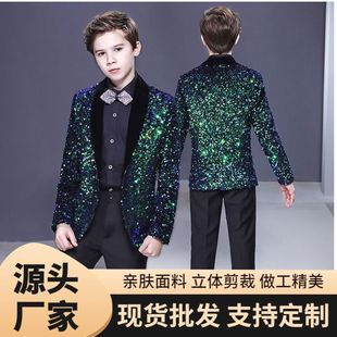Children's suit suit British style boy flower girl Little host dress piano performance catwalk show costume sequins