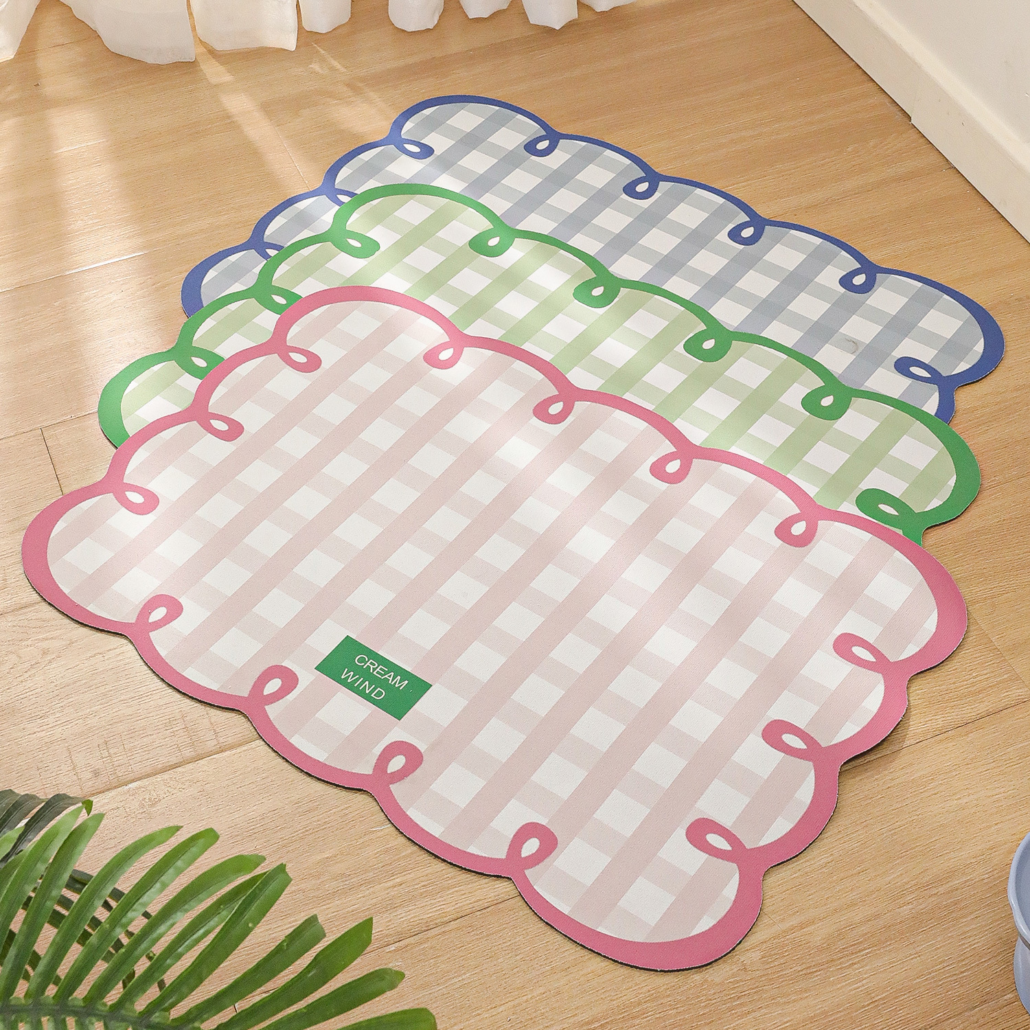 Galletas a cuadros con impresión de goma mantel absorbente, vajilla, vajilla, plato de gato, tapete, suministros para perros y gatos