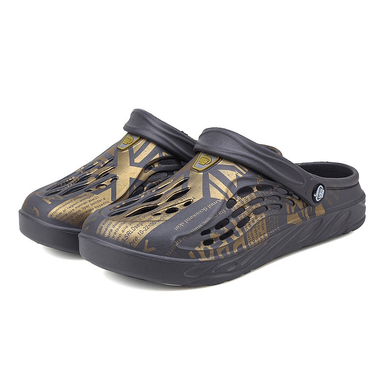 Zapatos de agujero de los hombres zapatillas de moda al aire libre sandalias personalizadas de doble uso hogar cómodo verano cerrado toe sandalias de playa
