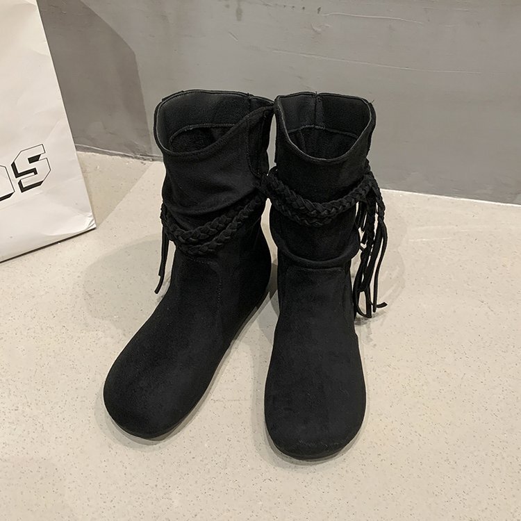 牛皮版内增高马丁靴勃肯短靴子流苏女靴2025秋季新款小个子堆堆靴|undefined