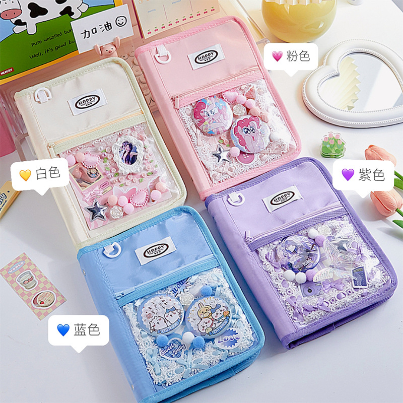 Cuaderno de cuentas de alto valor facial inswind a5 diario de chicas de secundaria secundaria cubierta de bolsas de dolor diy engrosado libro de cuentas de mano plegable