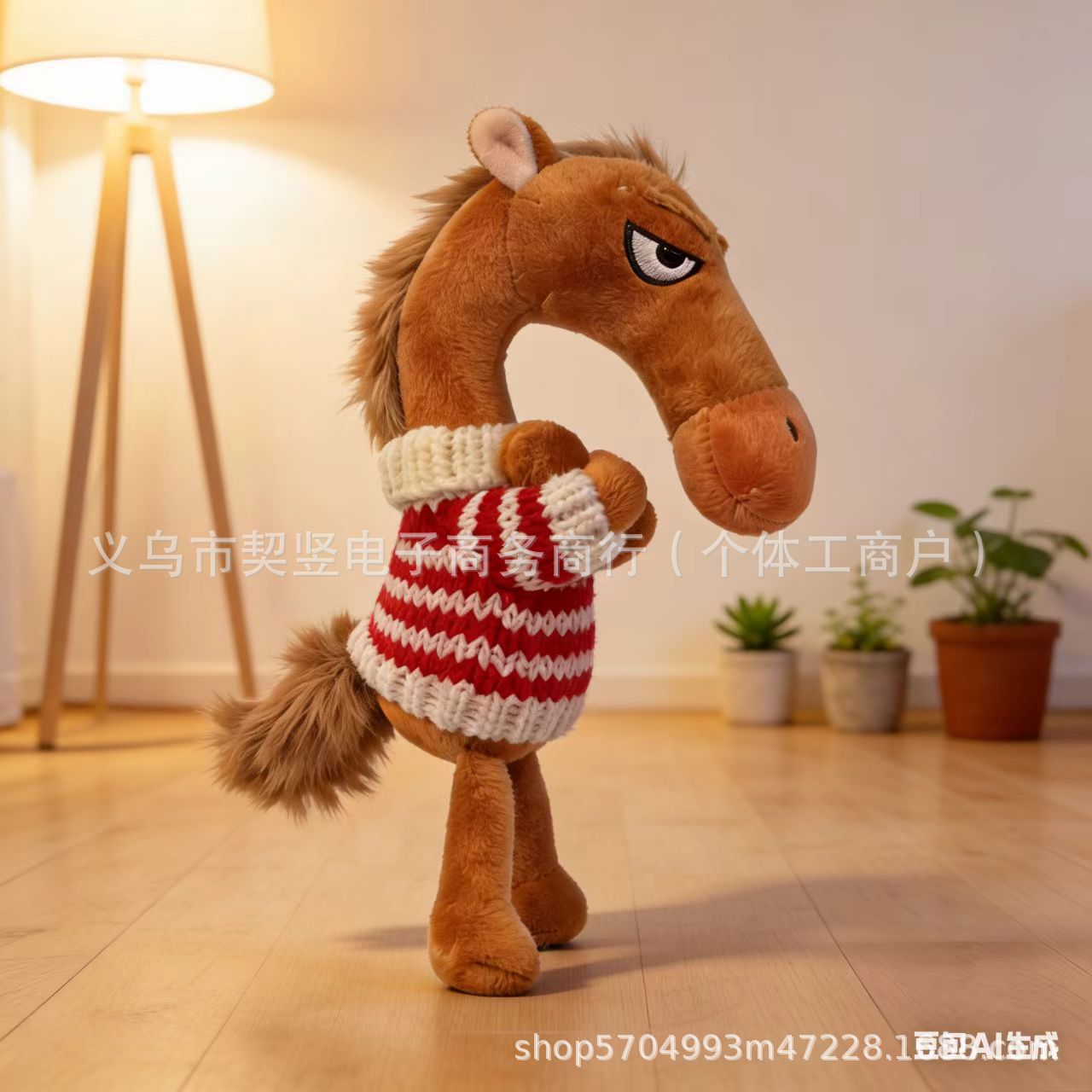 2026 Hot-Selling Cool Black Horse Pendant Bag Charm Keychain Plush Toy Doll Ornament