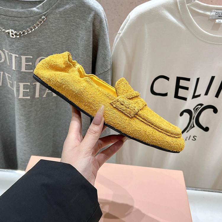 Dongguan Houjie ~ 2025 nuevo confort de suela suave no se cansa, estampado de leopardo de un pie, zapatos de frijol, zapatos Lefour.