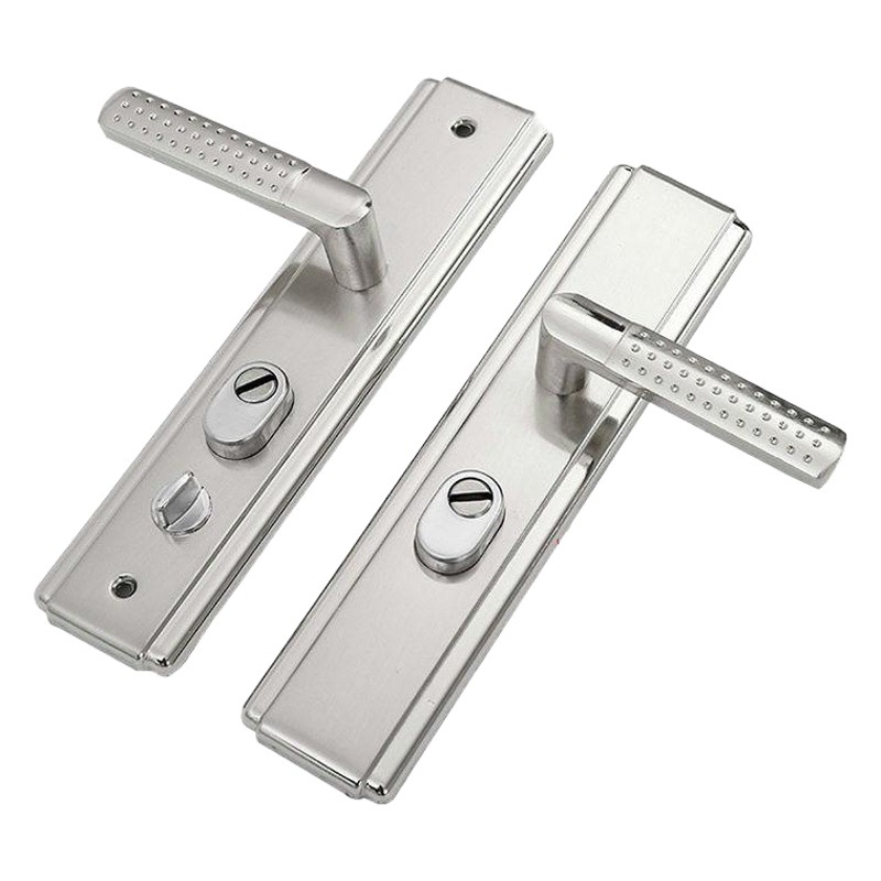 Venta al por mayor de ingeniería cerradura de puerta grande manija espejo Acero inoxidable antirrobo puerta cerradura manija sólida simple y doble activo ajustable